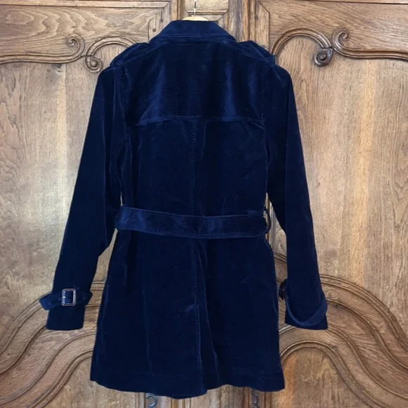 LL Bean Navy Blue Corduroy Double Button Up Jacket Pea Coat - Picture 12 of 15